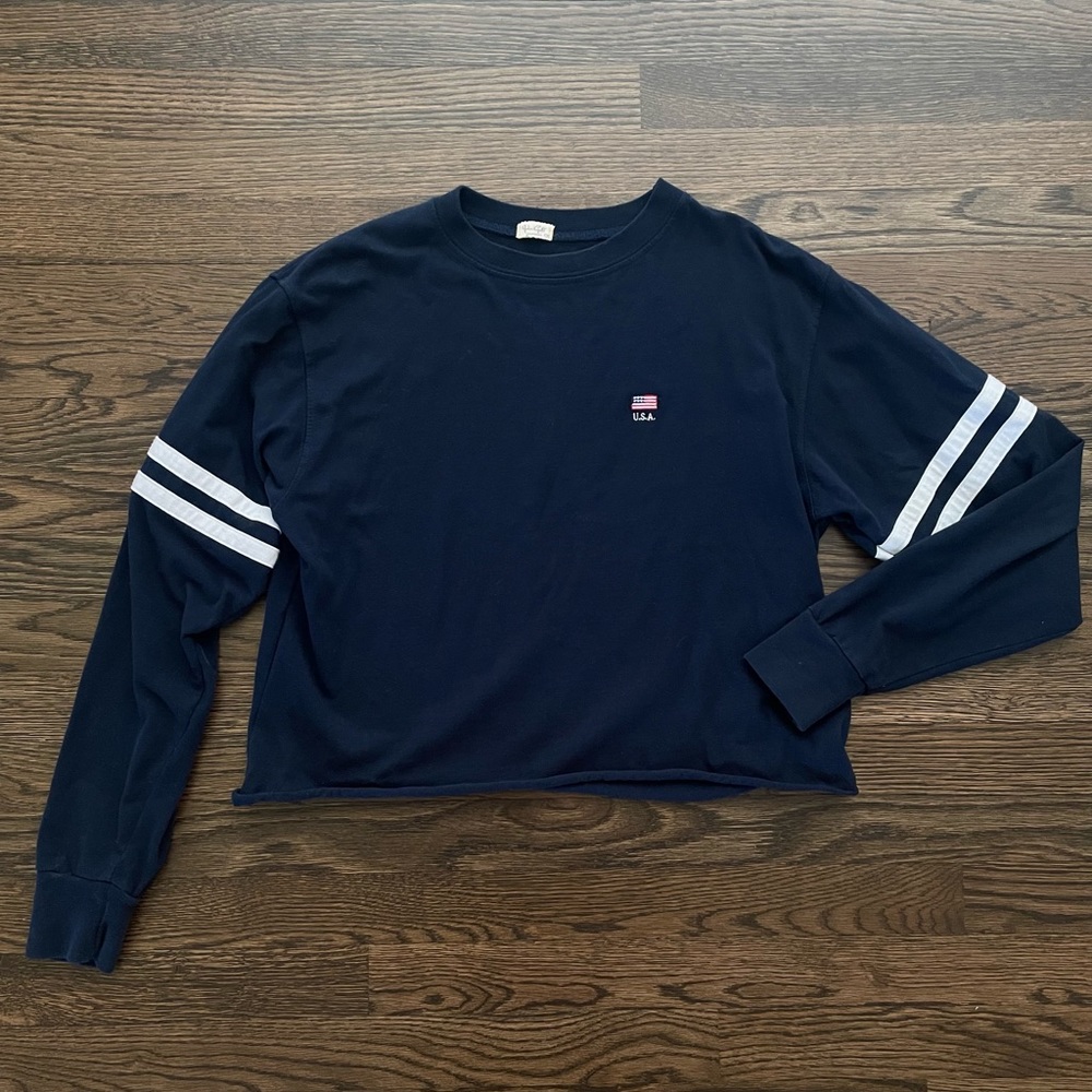 Navy USA PacSun/John Galt small cropped crewneck